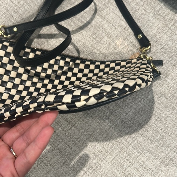 Clare V Petit Moyen Black/Cream Woven Checker crossbody/ shoulder bag - Picture 11 of 13